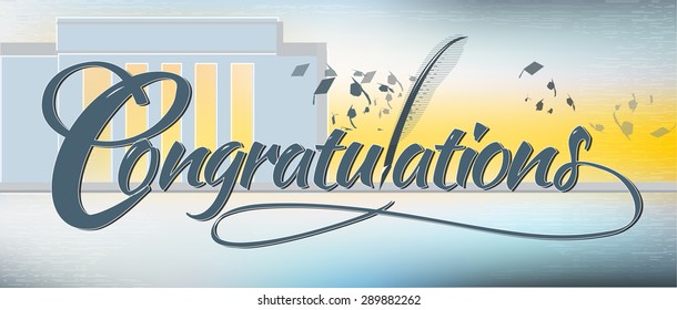 Congratulations text banner with quill