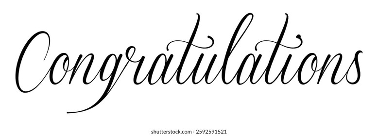Congratulations Text Calligraphy. Congratulation Text Design for Wishing Card Design. Vector Illustration.