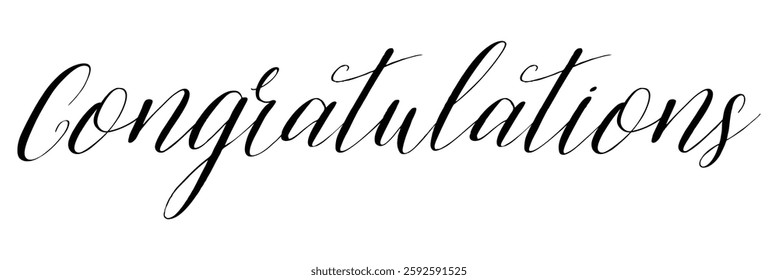 Congratulations Text Calligraphy. Congratulation Text Design for Wishing Card Design. Vector Illustration.