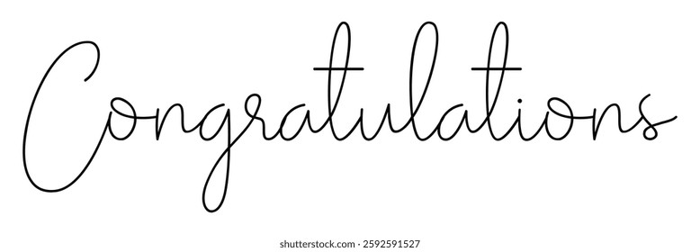 Congratulations Text Calligraphy. Congratulation Text Design for Wishing Card Design. Vector Illustration.
