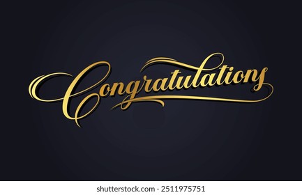 Congratulations Text Calligraphy lettering. phrase with gold text on dark background