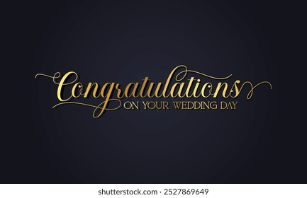Congratulations Text Calligraphy lettering. phrase with gold text on dark background