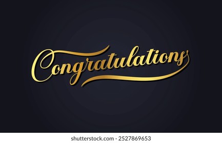 Congratulations Text Calligraphy lettering. phrase with gold text on dark background