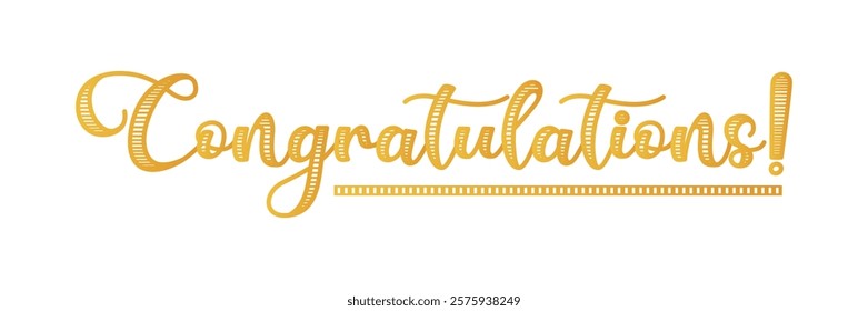 Congratulations Text Calligraphy lettering. phrase with gold text on white background Illustration with calligraphic inscription Congratulations Vector element for design