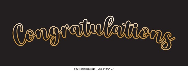 Congratulations Text Calligraphy lettering. phrase with gold text on dark background