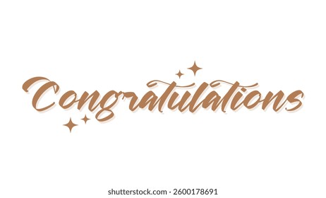 Congratulations Text Calligraphy lettering. phrase with star shine text on white background
