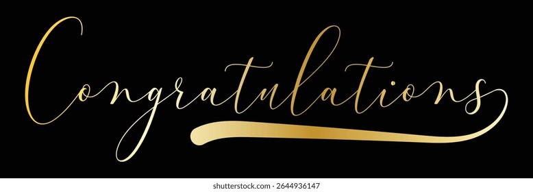 Congratulations Text Calligraphy lettering. phrase with gold text on dark background