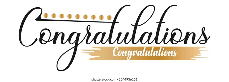Congratulations Text Calligraphy lettering. phrase with gold text on dark background