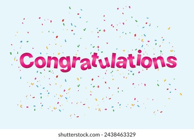 Congratulations text color confetti paper banner