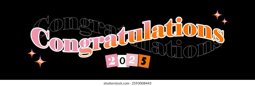 Congratulations text design on black background. Vector illustration.