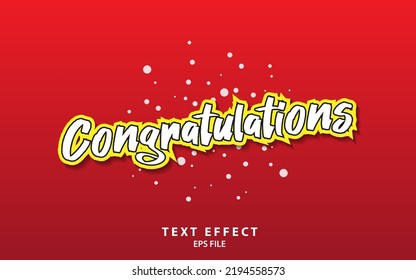 Congratulations Text Effect Template With Bold Font Concept Use For Greetings. Vector Illustration