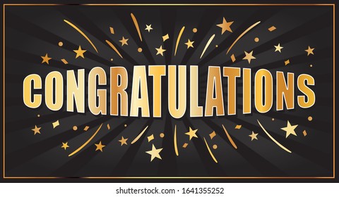 Congratulations text golden banner Vector illustration