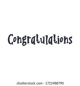 Congratulations text, hand drawn style lettering message.
