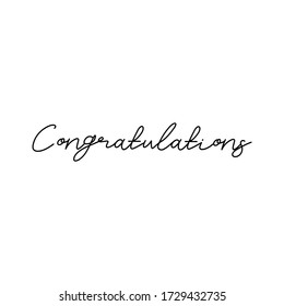Congratulations text, hand drawn style lettering message.
