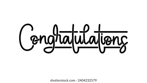Congratulations text. Handwritten modern brush lettering in black color. Great for cards, T-shirt prints, banners, or posters. Text vector
Illustration