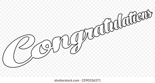 Congratulations text. Handwritten modern brush lettering in white color on a black background suitable for cards, T-shirt print, banners, or posters. Isolated vector. EPS 10.