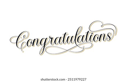 Congratulations text lettering greeting sign. Modern Handwritten 