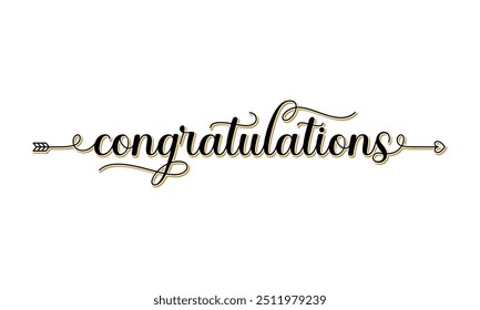 Congratulations text lettering greeting sign. Modern Handwritten 