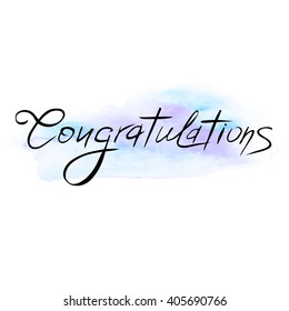 Congratulations text over original grunge art watercolor brush paint texture background design watercolor stroke poster vector illustration.