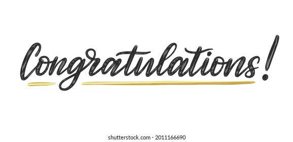 Congratulations text poster. Modern brush calligraphy greeting inscription. Vector handwritten typography.