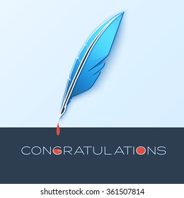 Congratulations text with quill and ink dripping on the text. 