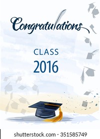 Congratulations Text Quill Mortar Graduating Class Stock Vector ...