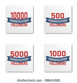 Congratulations thank you followers,set vector