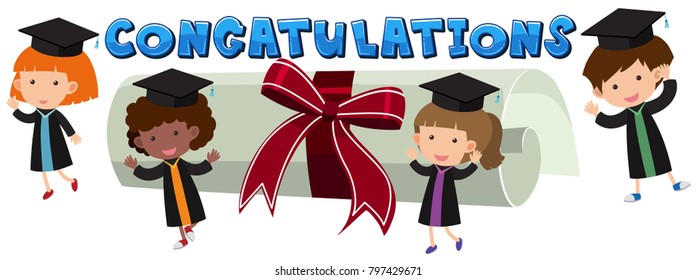 Tema de felicitaciones con niños e ilustración de grado