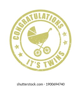 
felicitaciones, impresión de sello de gemelos 