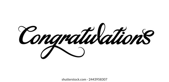 Congratulations Typographic design. Greeting sign. Modern handwritten brush lettering in white background for  greeting card, poster and banner.