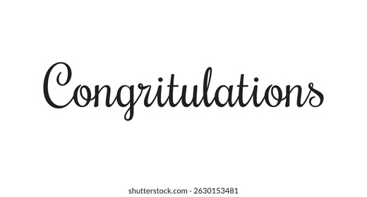 Congratulations typography. Calligraphy text composition isolated on white background. Banner design for graduation party. Vector illustration. 