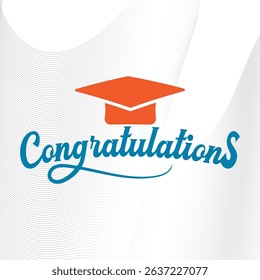 Congratulations typography design with graduation cap