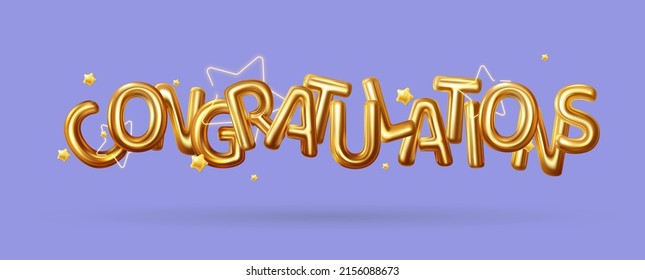 Congratulations. Typography, gold lettering, vector for greeting.