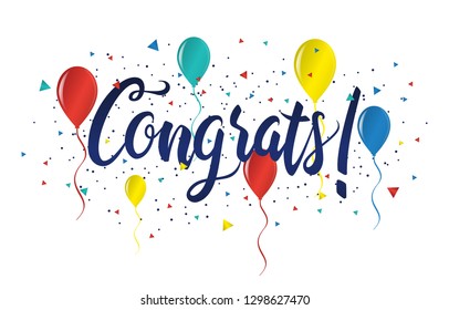 Congratulations Typography Handwritten Lettering Greeting Card Stock ...