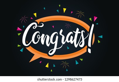 Congratulations Typography Handwritten Lettering Greeting Card Banner