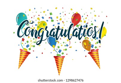 Congratulations Typography Handwritten Lettering Greeting Card Stock ...