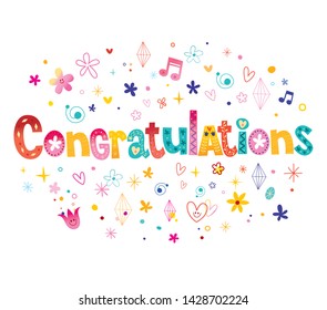 Congratulations typography lettering decorative text card design