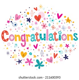 Congratulations typography lettering decorative text card design