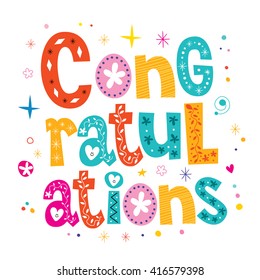 Congratulations typography lettering decorative type greeting card design