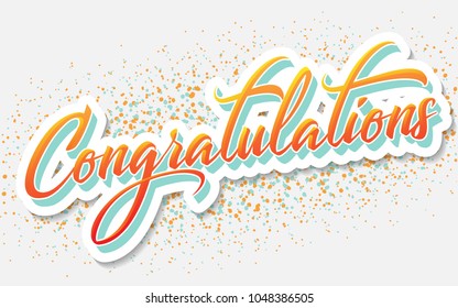 Congratulations - Typography, Lettering, Handwritten, vector for greeting