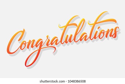 Congratulations - Typography, Lettering, Handwritten, vector for greeting