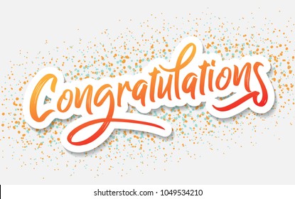 Congratulations - Typography, Lettering, Handwritten, vector for greeting