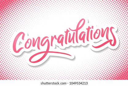 Congratulations - Typography, Lettering, Handwritten, vector for greeting