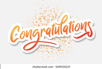 Congratulations - Typography, Lettering, Handwritten, vector for greeting