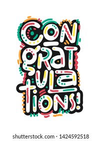 Congratulations - Typography, Lettering, Handwritten, vector for greeting
