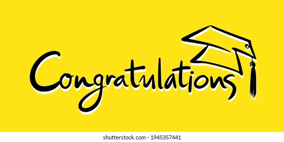 Congratulations typography, Lettering, Handwritten, vector for greeting text on the yellow background. Vector for design.