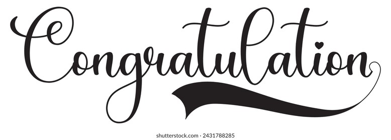 Congratulations - Typography, Lettering, Handwritten, vector for greeting. Calligraphic banner.