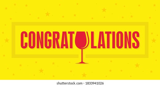 Congratulations Typography on Yellow Background -