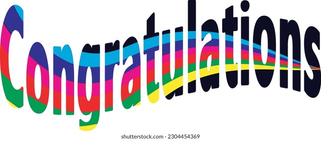 Tipografía de felicitaciones con bandera arcoíris de orgullo. Elemento de diseño de ilustración vectorial de orgullo.