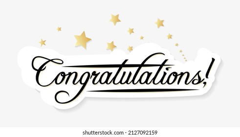 Congratulations typography template with stars. Flat style vector illustration for graduation. invitation, celebration, banner, greeting card, poster etc. Congrats design concept. Modern lettering art